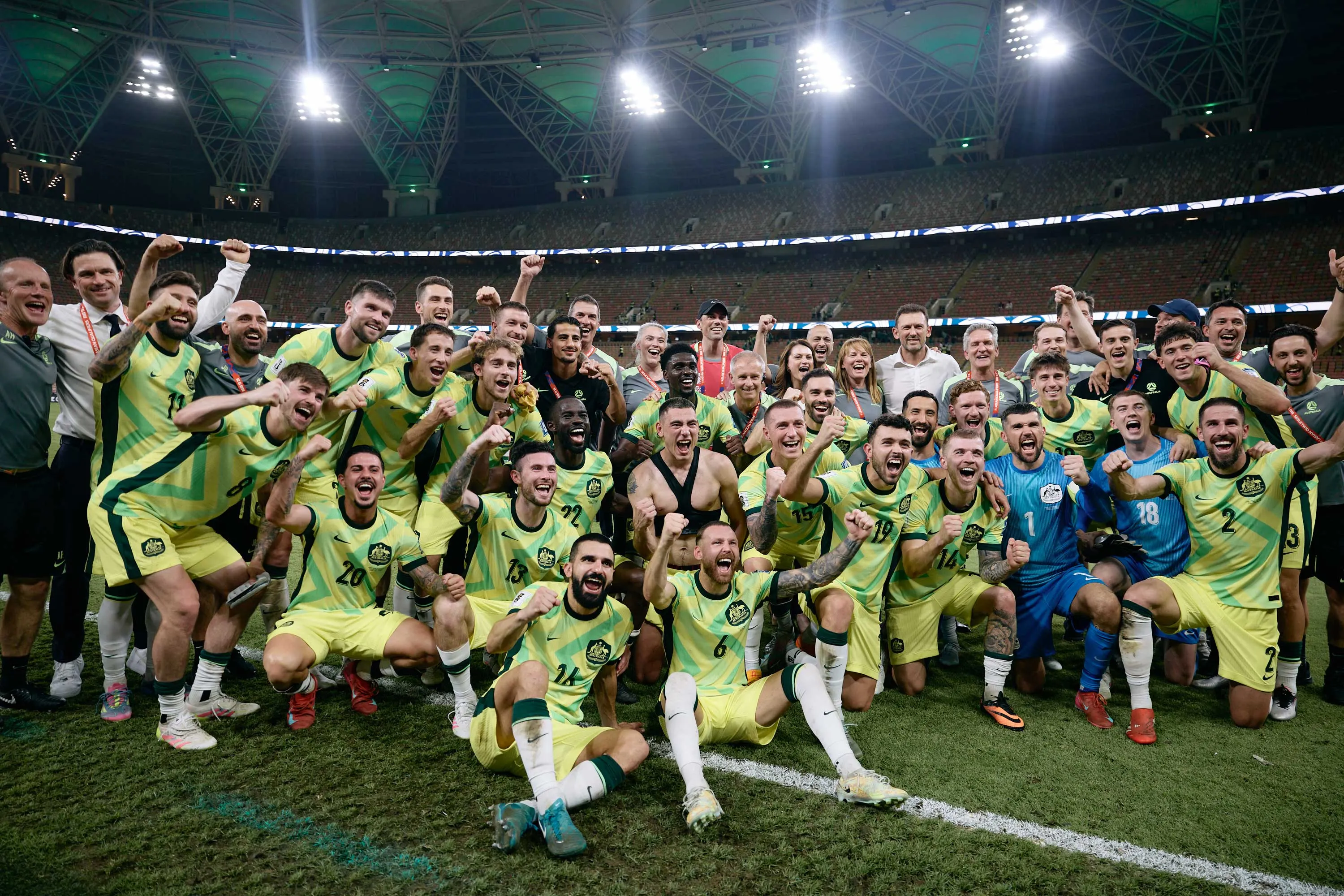 Socceroos celebrating World Cup qualification